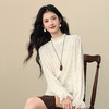 【12/24新品6.5折】熙世界温柔风法式杏色蕾丝打底衫女秋冬长袖木耳边半高领内搭上衣 商品缩略图4