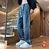 D122423新款两色贴皮标重工水洗串标加绒加厚牛仔裤 商品缩略图7