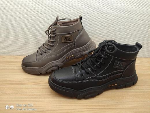 豪行冬季新款正品真皮男靴休闲舒适高帮系带男单靴12442001 商品图0