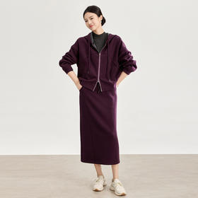 「高货wl」全新升级【铂金会员358/天猫479/差价121】(99404)洛诗琳2025秋冬羊毛混纺连帽外套松紧腰半身裙两件套女