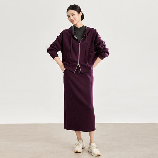 「高货wl」全新升级【铂金会员358/天猫479/差价121】(99404)洛诗琳2025秋冬羊毛混纺连帽外套松紧腰半身裙两件套女 商品图0