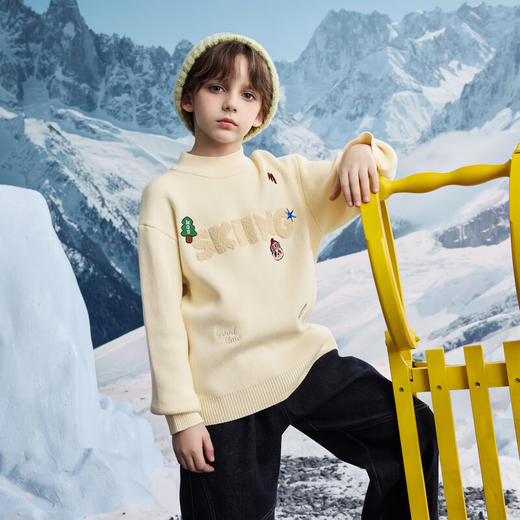 【MQD】男大童冬季学院风卡通满版保暖半高领毛衣 商品图2