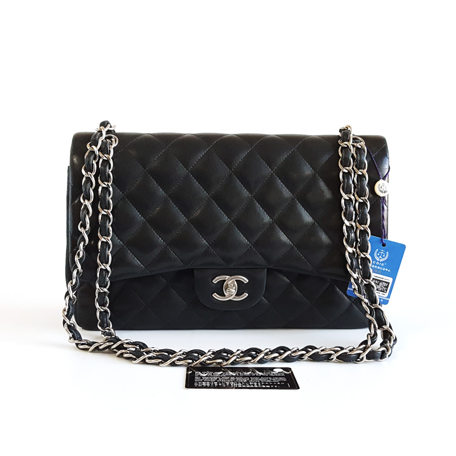 【9新】CHANEL香奈儿CF系列A58600 Y01480 C3906大号jumbo黑金羊皮CF链条包单肩包女士091225AK06