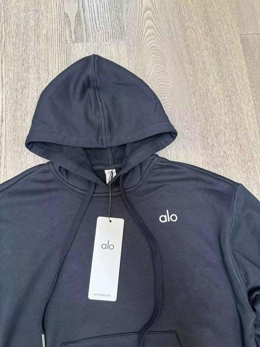 D122459加绒套头上衣纯色休闲宽松运动抽绳连帽卫衣 商品图3