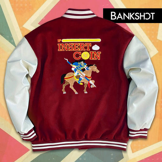 【听老杨原创】马上通关 经典街机主题刺绣/毛巾绣 PU皮袖棒球服 商品图5