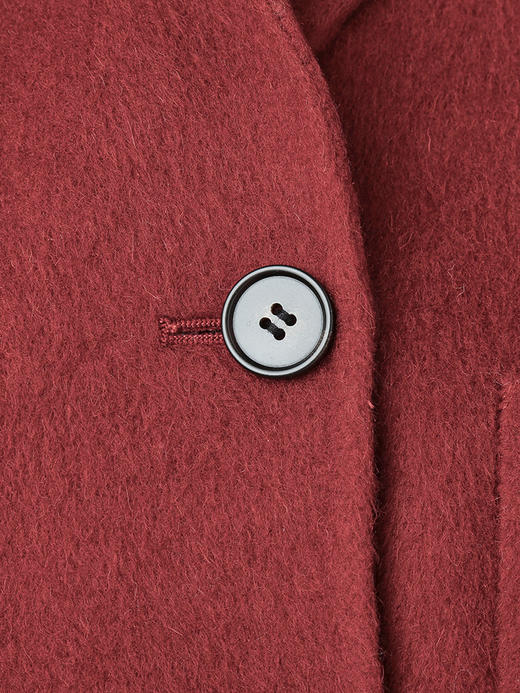 秋冬高级质感 酒红翻领双排扣长款大衣 宽松廓形大口袋通勤气质毛呢外套 商品图3