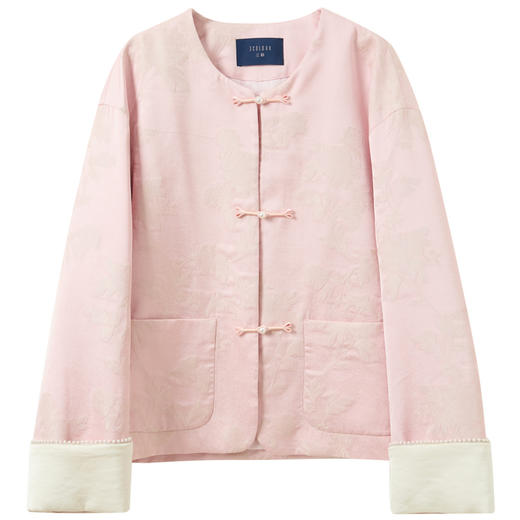 三彩【锦绣芳华】2026春季新款保暖棉衣外套提花圆领盘扣短款C 商品图4