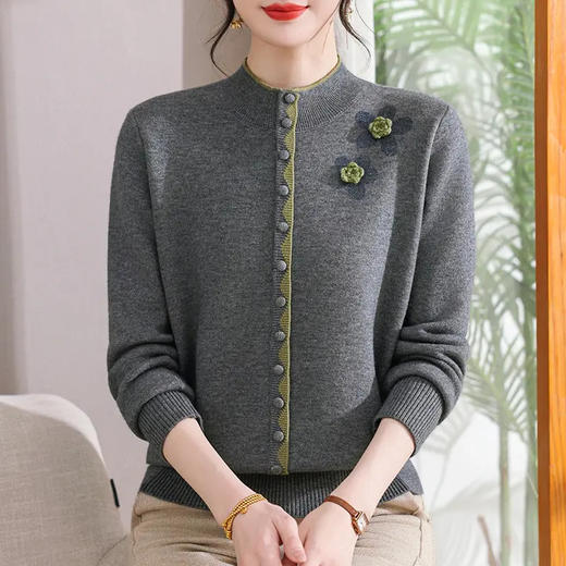 【高级材质面料❗️立体剪裁修饰身形】妈妈装冬装加绒保暖毛衣半高领打底中老年女装冬季必备。jb 商品图4