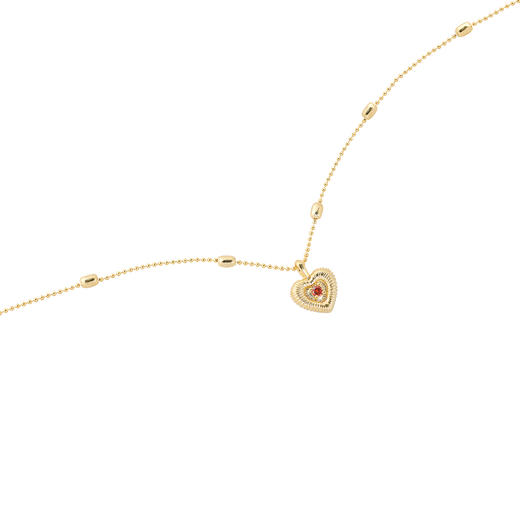 【“红”运相伴  耀启新年】三彩2026新款金色珠链爱心红钻项链 商品图1