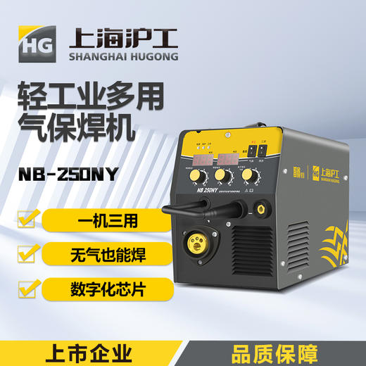 上海沪工 NB-250NY 二保焊220v家用小型便携多功能机有气无气保焊 氩弧焊 手工焊一体机，适配QTB-200-前松后宾 焊枪。 商品图0