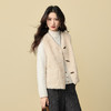 【12/24新品6.5折】熙世界仿貂毛皮草牛角扣马甲女秋冬无袖V领背心外穿马夹毛毛上衣 商品缩略图3