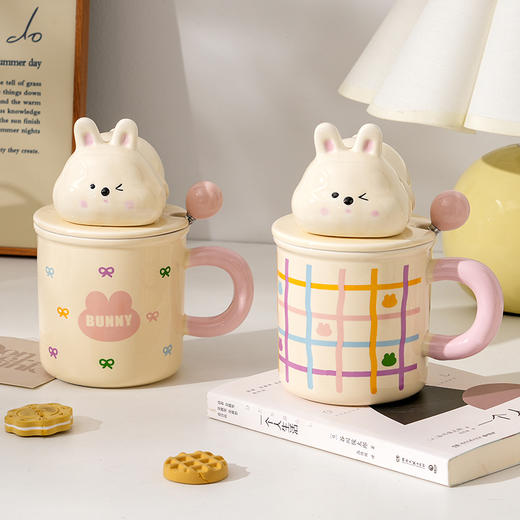 400ml萌趣可爱兔兔杯带盖带勺陶瓷杯-纪念日百货门店同款167997210 商品图2
