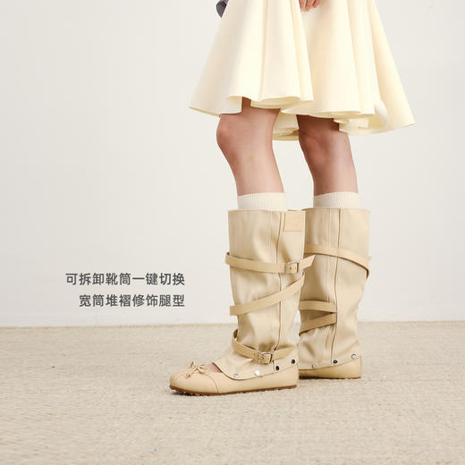 lost in echo2026春夏新款高级头层牛皮可拆卸两穿芭蕾舞鞋堆堆靴 商品图1