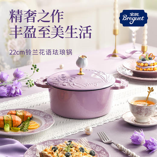 宝玑珐琅锅铸铁锅【铃兰系列】都市红22cm3.1L 汤锅炖锅平底微压锅无涂层电磁炉通用家用结婚礼物 商品图1
