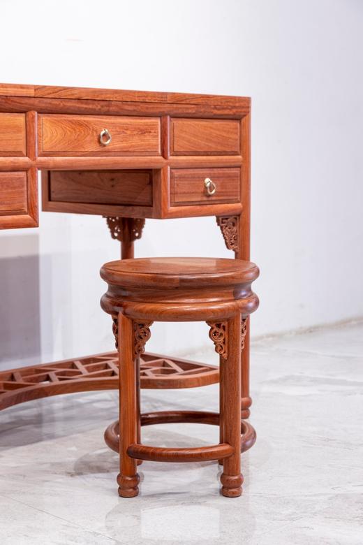 红桥红  家具严选  缅甸花梨(大果紫檀）  【98 三翻盖 梳妆台 两件套】 商品图4