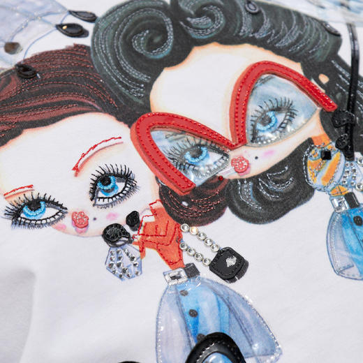 DSQUARED2 女士徽标贴片棉质圆领短袖T恤 白色 S72GD0613 D20020 100 商品图3