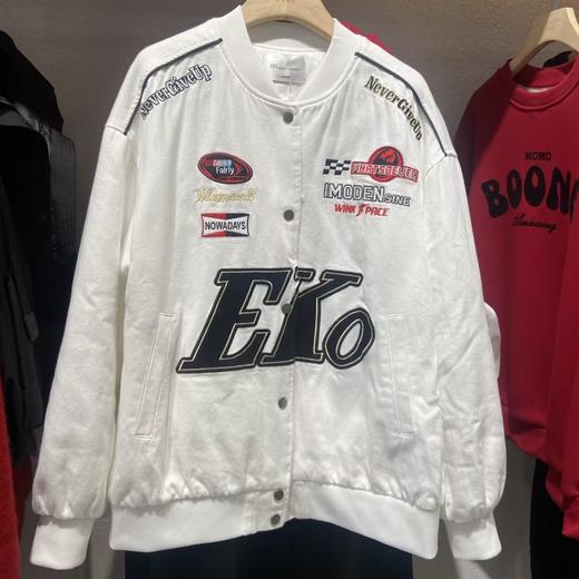 NC棒球领印图案长袖夹棉外套51203（白）冬季 154012110321 商品图1