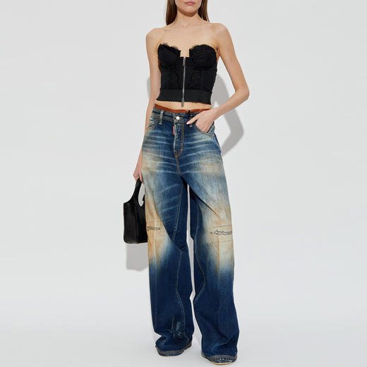 DSQUARED2 女士字母徽标刺绣休闲牛仔裤 深蓝色 S72LB0877 D30011 470 商品图4