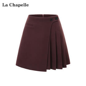 天猫同步【减龄百褶裙】拉夏贝尔/La Chapelle气质高腰A字短裙~设计感显瘦遮胯百褶裙