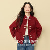 【12/24新品6.5折】熙世界新中式红色毛呢外套女冬季高级感气质国风盘扣短款呢子大衣 商品缩略图1