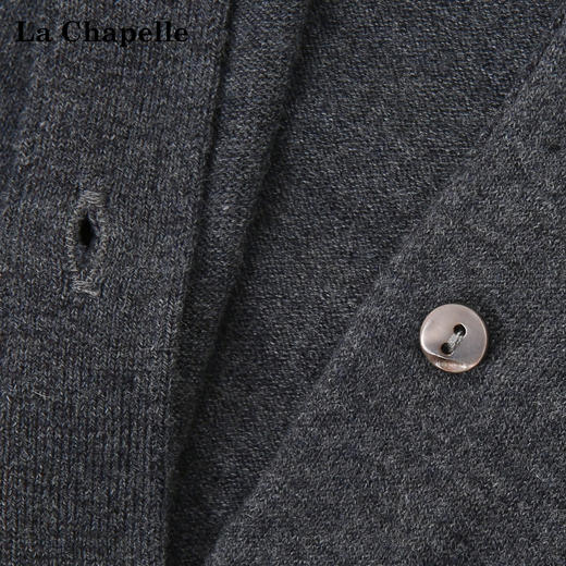 天猫同步【基础款时髦look~】拉夏贝尔/La Chapelle绵羊毛+桑蚕丝圆领花边针织开衫慵懒毛衣设计感上衣 商品图7
