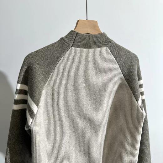 D122485学院风加厚条纹拼接针织衫长袖毛衣 商品图7