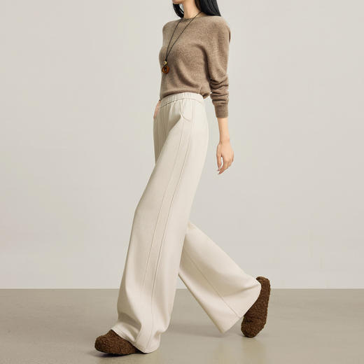 【12/24新品6.5折】熙世界宽松慵懒毛呢阔腿裤女秋冬加厚高腰显瘦休闲窄版直筒长裤子 商品图4