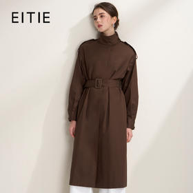 EITIE爱特爱英伦风通勤时尚复古立领本布腰带收腰2026春季新款风衣A2604101