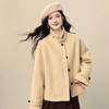 【12/24新品6.5折】熙世界入冬高级感夹棉毛呢短外套女小个子加厚翻领绵羊毛呢子大衣 商品缩略图3