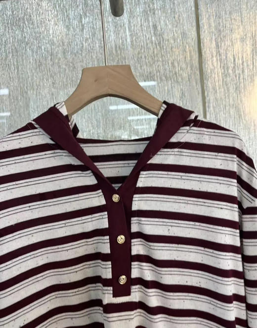 原单连帽条纹针织上衣 商品图2