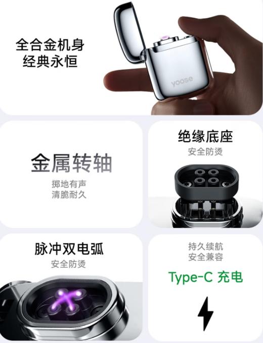 有色打火机电弧打火机迷你充电式脉冲双电弧防风打火机 商品图1