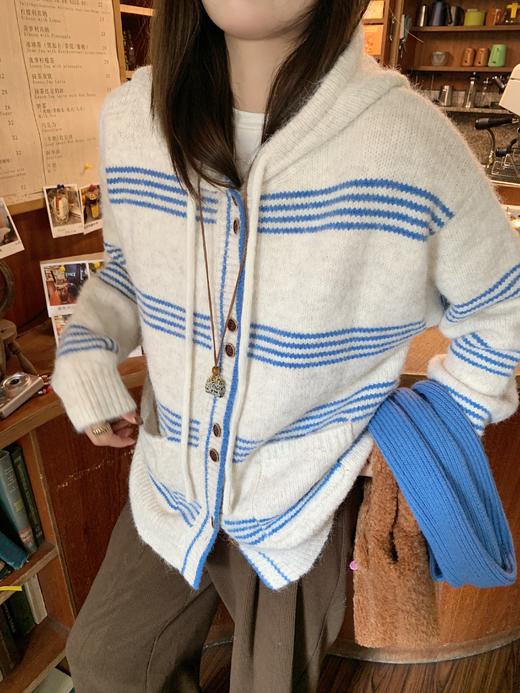 <曾小咸推荐>现货秒杀 ！微信超特价！韩系条纹连帽毛衣 日常209.99 立减110 秒杀99.99！！ 商品图7