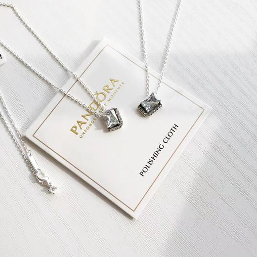 D122420元旦节礼物送女友送闺蜜B备矩形璀璨项链925银 商品图2