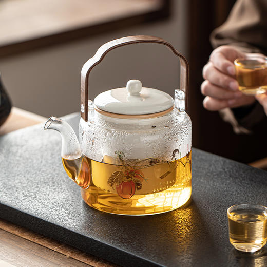 微哲明丨茶艺师3代  蒸煮茶艺师壶 提梁壶 精品玻璃壶 升级陶瓷内胆 1200ml 单壶  商品图1