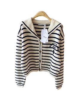 女款条纹海军领针织毛衣zh010