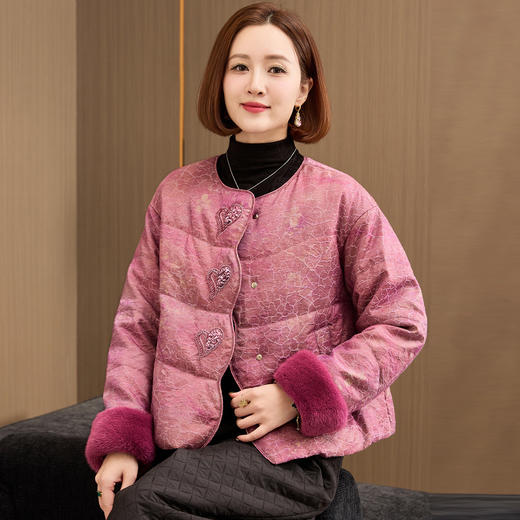 OSL 88K08羽绒服水貂毛袖口90白鹅绒服宽松大码 商品图0