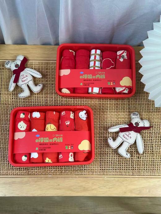 老米优品🎈新年福气小内裤，A类面料5条装！🍃95%棉+5%氨纶《2026年儿童内裤》盲盒纯棉A类四针六线！ 商品图1