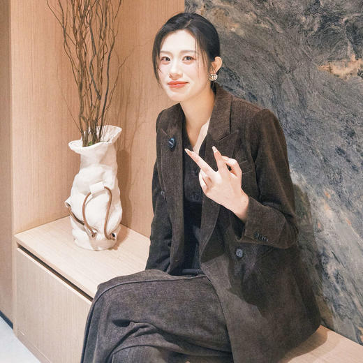 法小曼*子珍勃艮第红西装马甲三件套高级感西服套装 商品图5