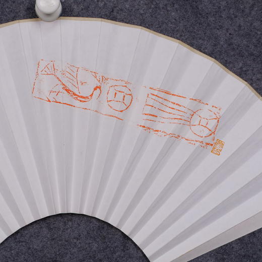 郭晶《晴窗-吉庆有余》26x52CM 手写纸本扇面题跋[双面] 商品图2