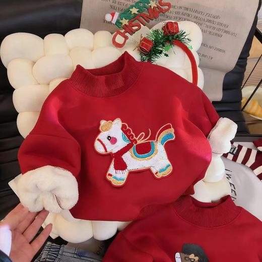 49.9 元2件 儿童拜年服上衣2026新款男女宝宝冬季加绒卫衣中小童 商品图1