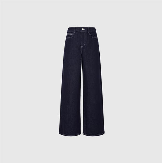 人字纹抓毛牛仔裤 商品图0