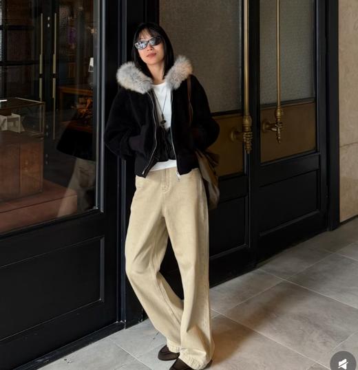 老米优品🎈高品质！韩里韩气，一条过冬《100%棉🍂加绒弯刀小窄腿直筒牛仔裤》微拖地，密密绒里温暖舒适，显瘦绝绝子！K251224A 商品图0