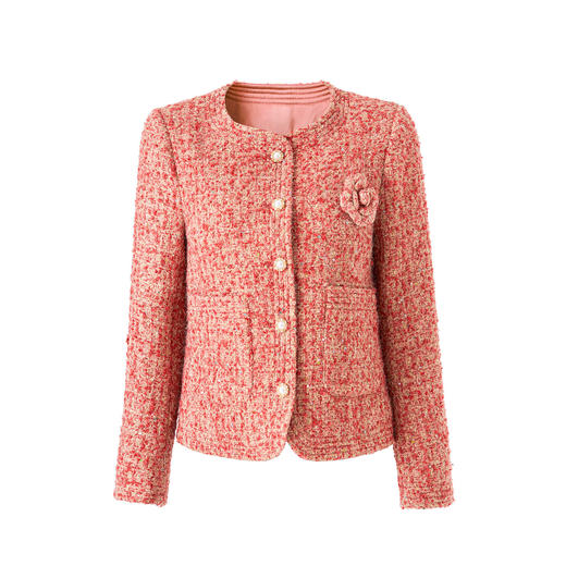 「高货wl」全新升级【铂金会员349/天猫469/差价120】(04608)洛诗琳法式小香风外套2025秋冬粗花呢山茶花气质短外套女 商品图3