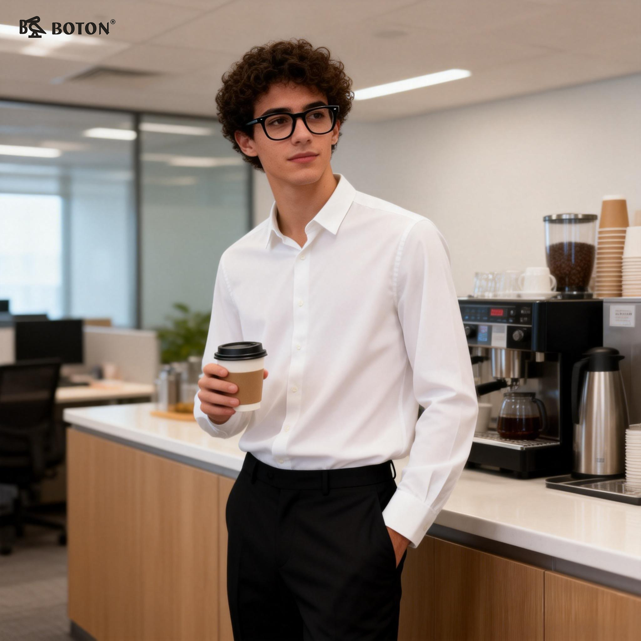 【第2件半价！尾货清仓不退换】波顿男士净色常规款长袖衬衫MS291116