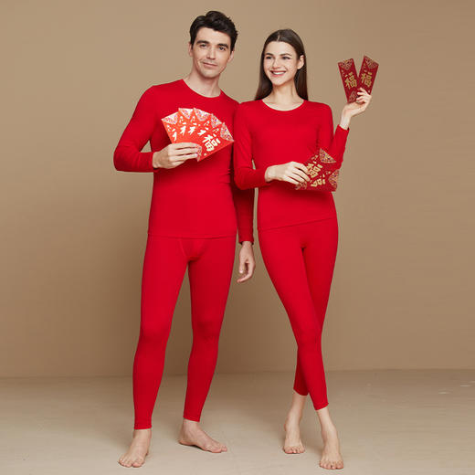 艺达世家 新年鸿运保暖衣套装 男女同款，40s棉体感舒适，透气性好，春秋冬三季适宜，持久锁温 商品图4