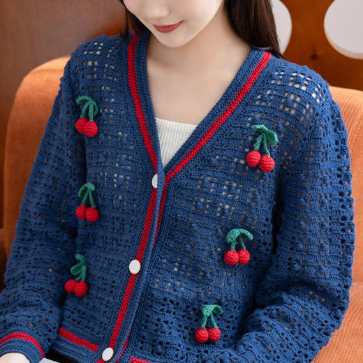 苏苏姐家沐希V领开衫手工diy衣服羊毛上衣钩针编织毛线团材料包 商品图3