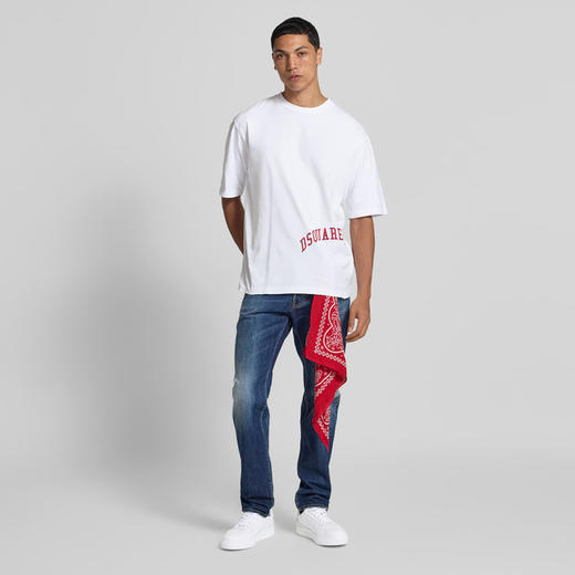 DSQUARED2 男士字母徽标印花棉质圆领短袖T恤 白色 S71GD1601 D20035 101 商品图3