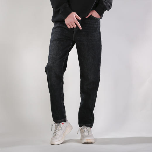 DRONKOO 2025 织带腰带棕色复合绒厚牛仔长裤 商品图1