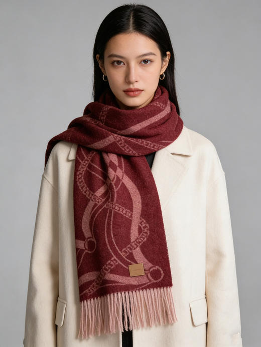 秋冬特惠💰350 爱马仕 巴黎时装展商务男士女士羊毛围巾 商品图1