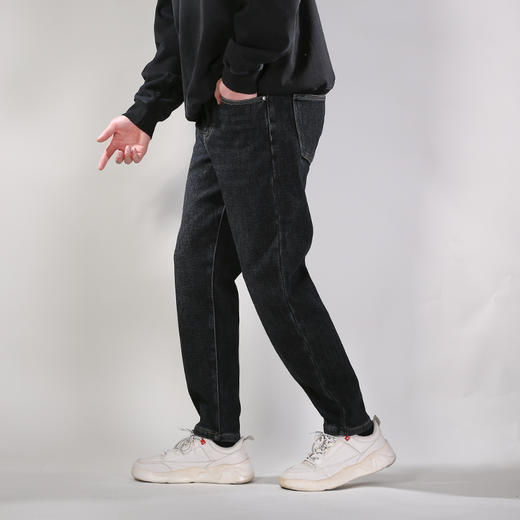 DRONKOO 2025 织带腰带棕色复合绒厚牛仔长裤 商品图2